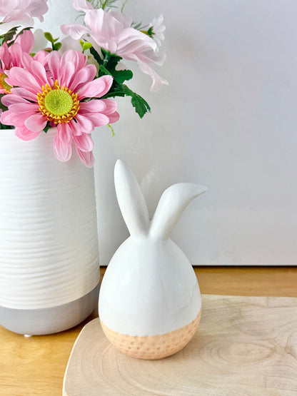 White & Beige ceramic sitting bunnys - 2 sizes