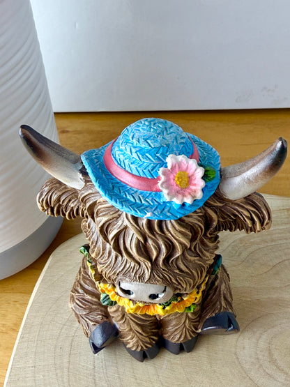 Highland Cows with Flowers