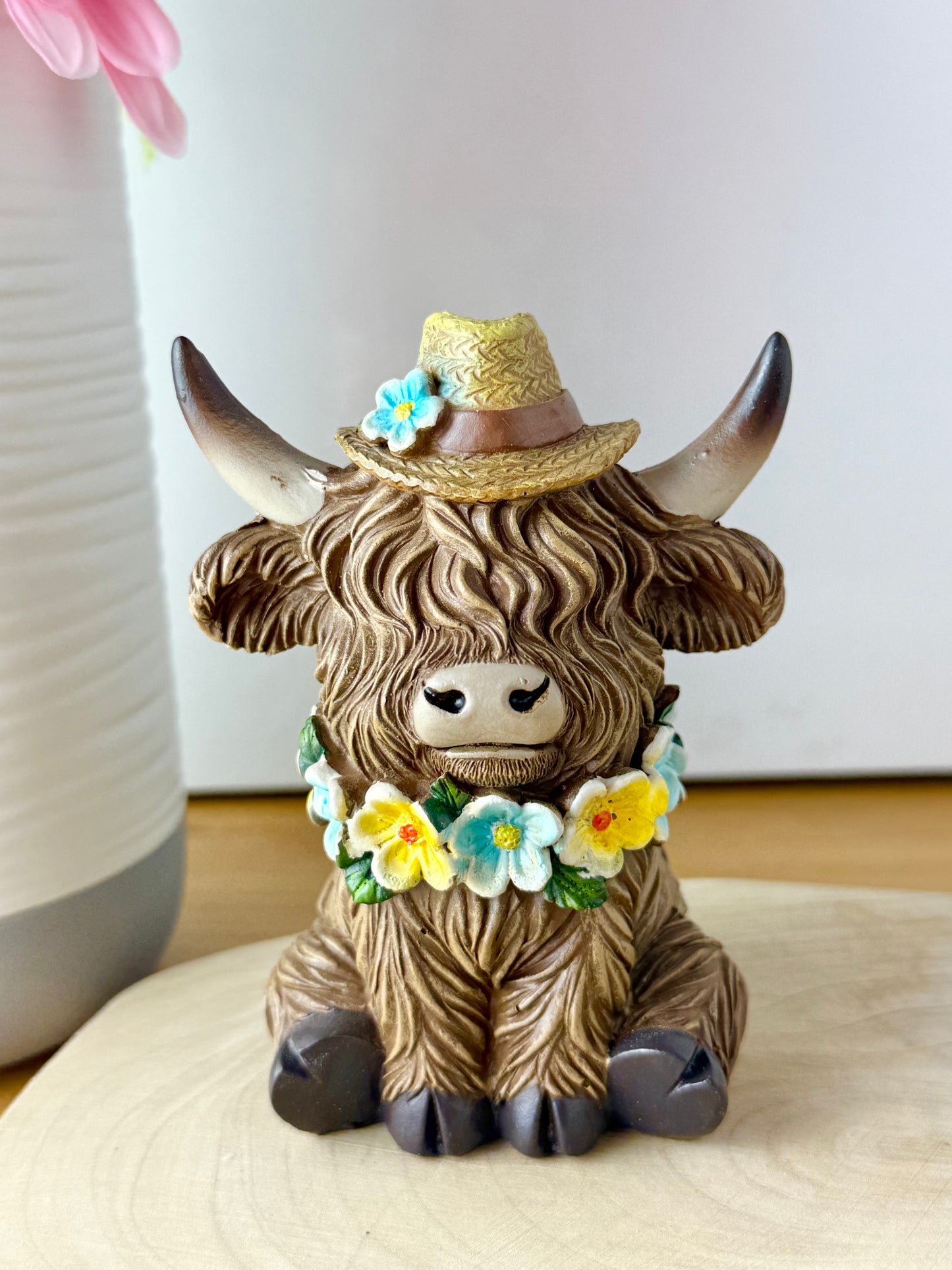 Highland Cows with Flowers