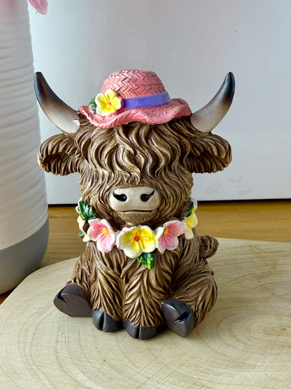 Highland Cows with Flowers