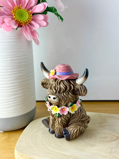 Highland Cows with Flowers