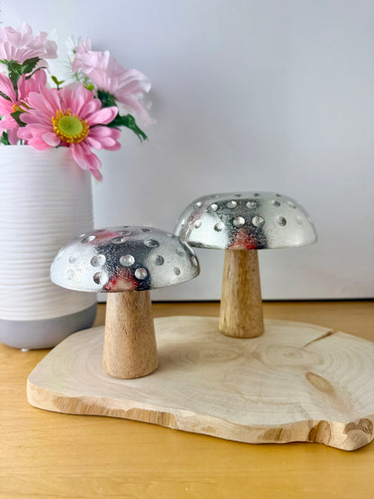 Metal & Mango Wood Mushrooms - 2 sizes