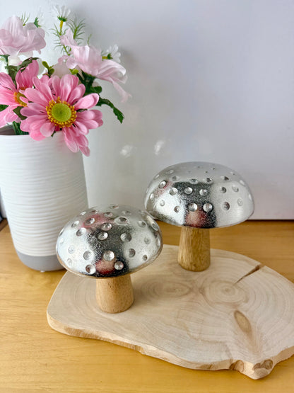 Metal & Mango Wood Mushrooms - 2 sizes
