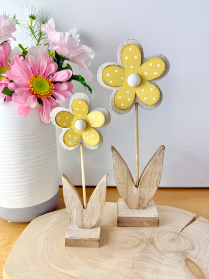 Wood & Metal Flowers - Pair