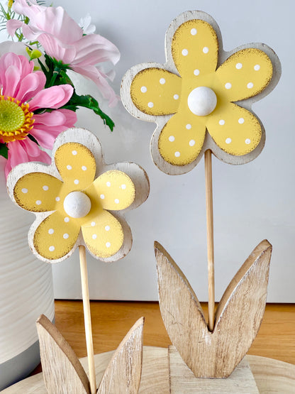 Wood & Metal Flowers - Pair