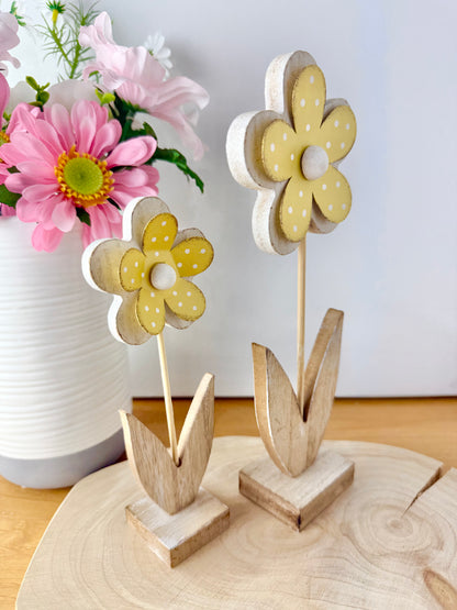 Wood & Metal Flowers - Pair