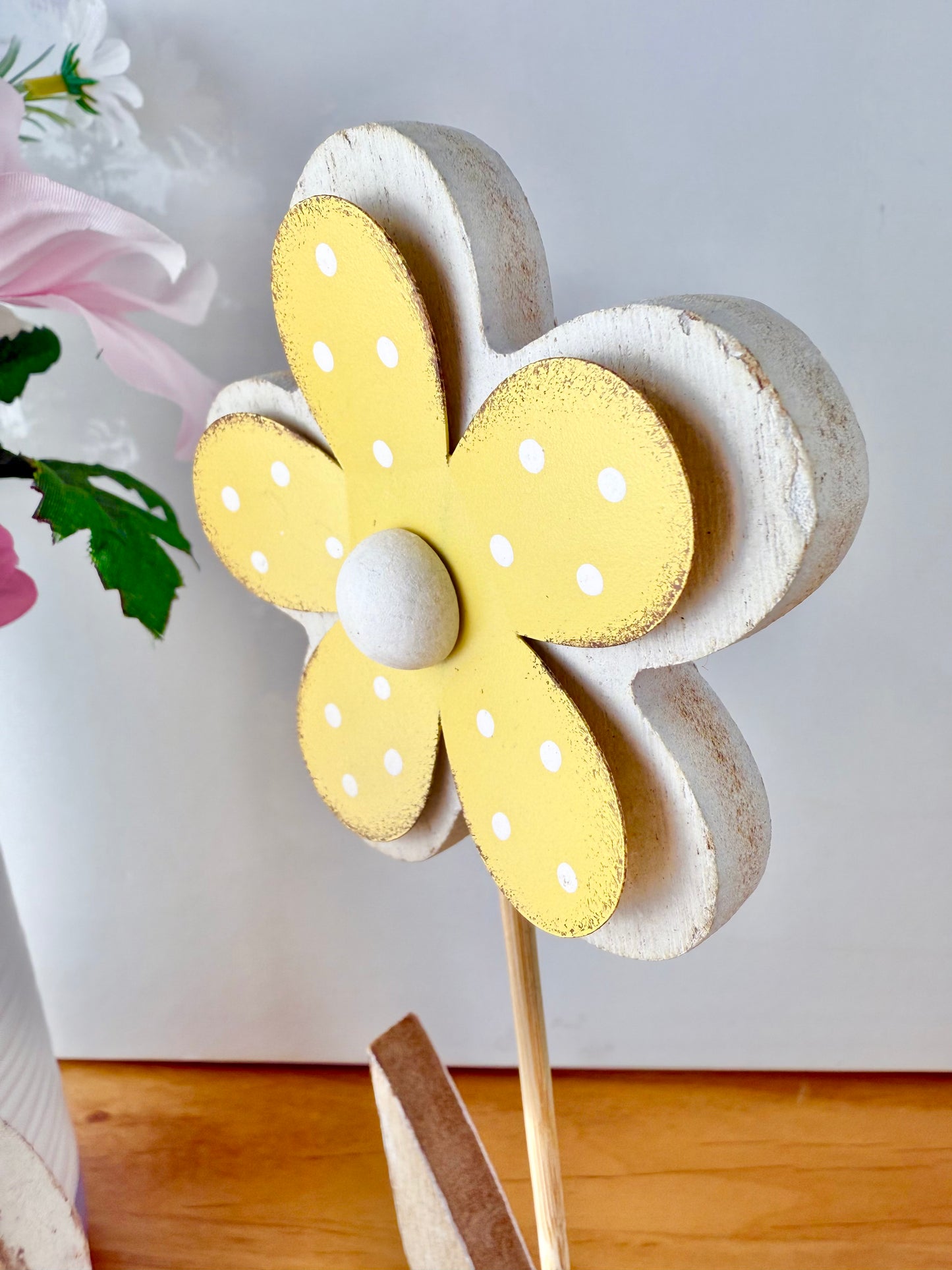 Wood & Metal Flowers - Pair