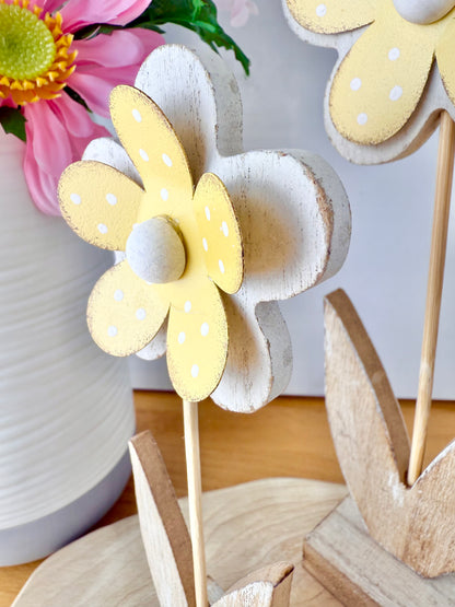 Wood & Metal Flowers - Pair