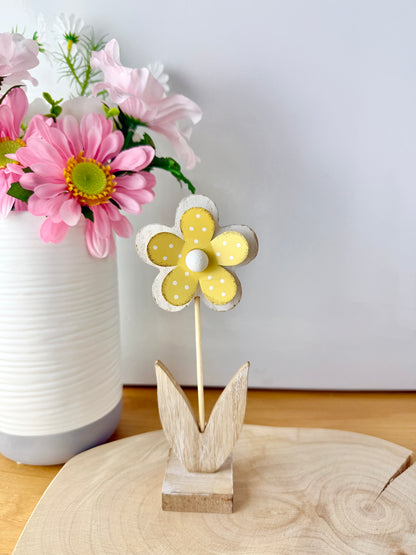 Wood & Metal Flowers - Pair