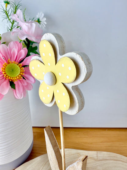 Wood & Metal Flowers - Pair