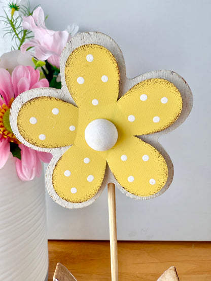 Wood & Metal Flowers - Pair