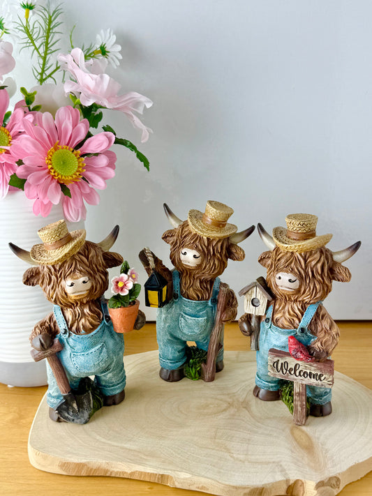 Highland Cows wearing dungarees - Small