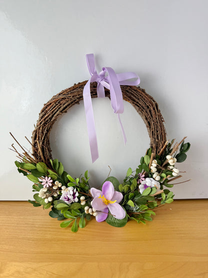 Purple Floral and Greenery Spring Wreath