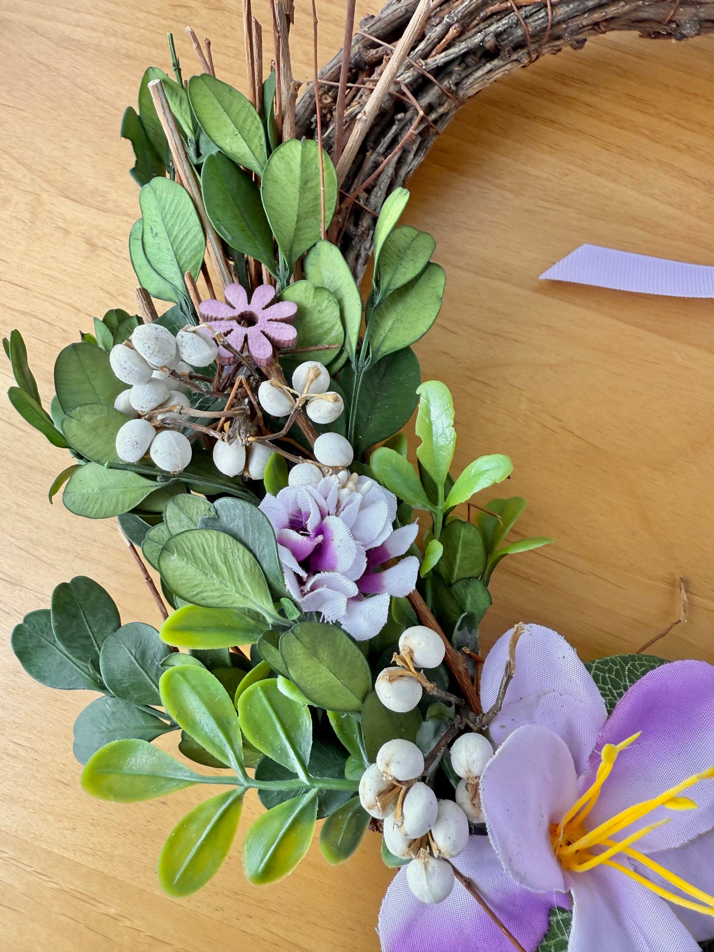 Purple Floral and Greenery Spring Wreath