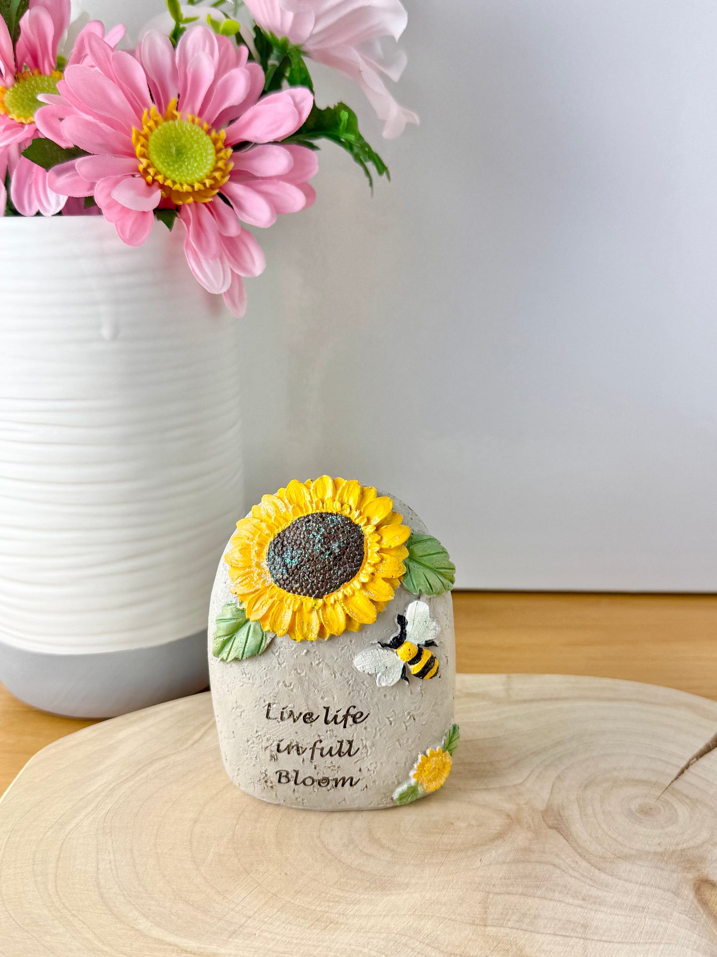 Stone Sunflower & Bee plaque
