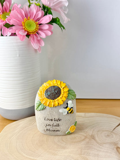 Stone Sunflower & Bee plaque