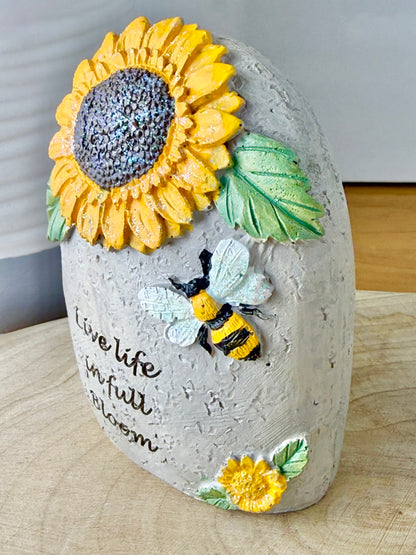 Stone Sunflower & Bee plaque