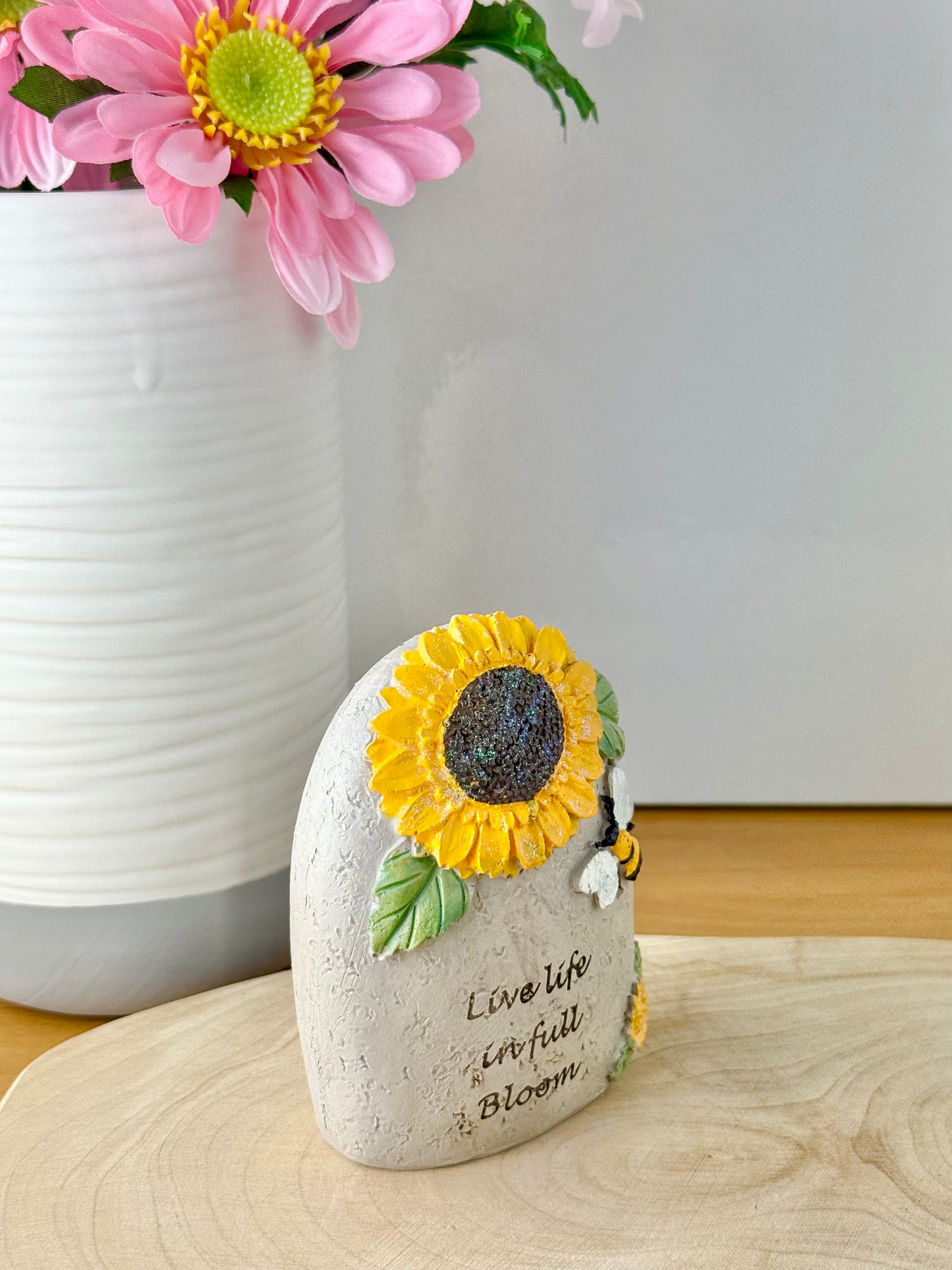Stone Sunflower & Bee plaque