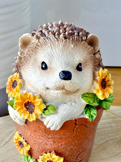 Hedgehog sat in a Plant Pot