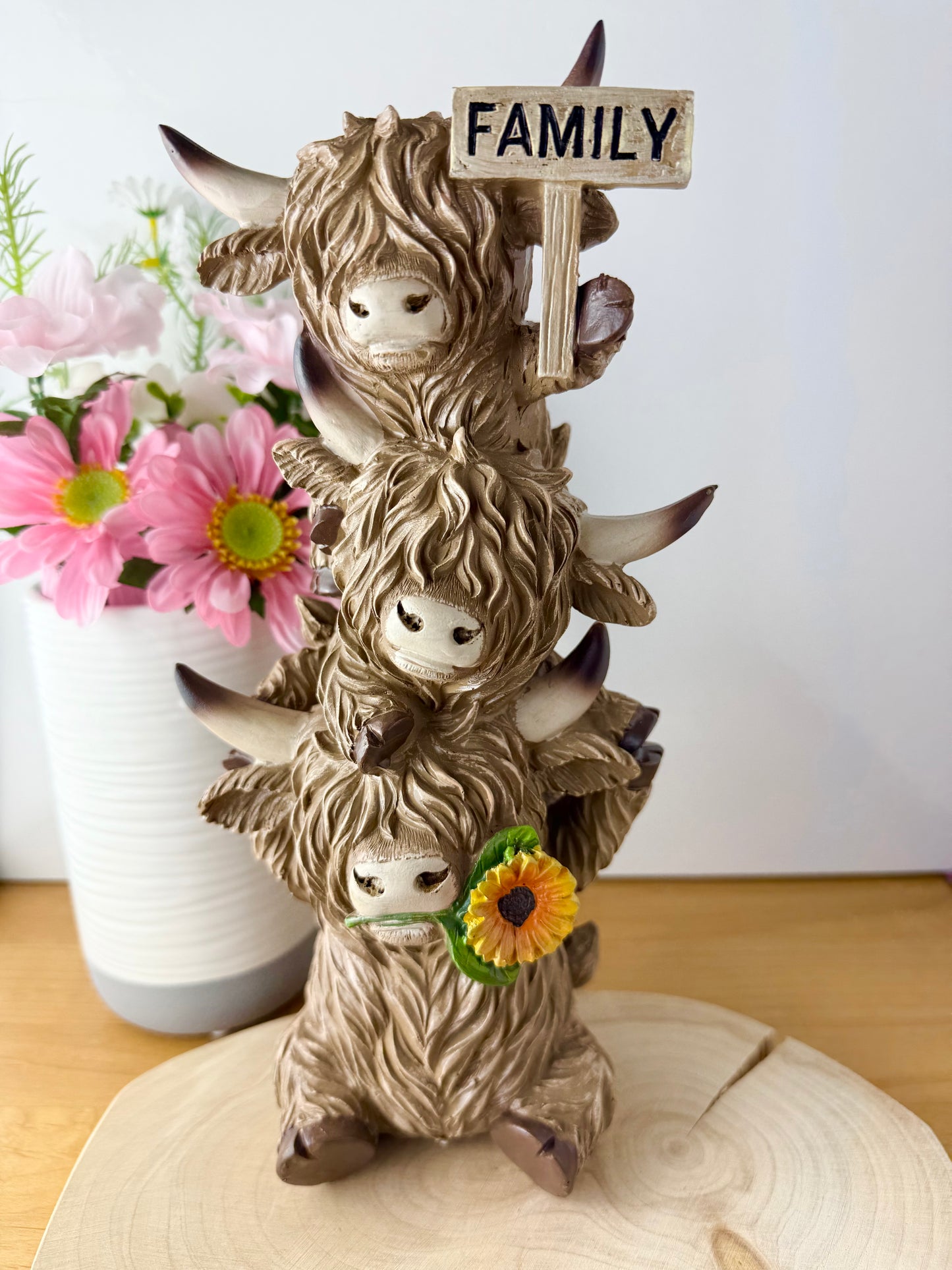 Family Trio of Highland Cows Statue