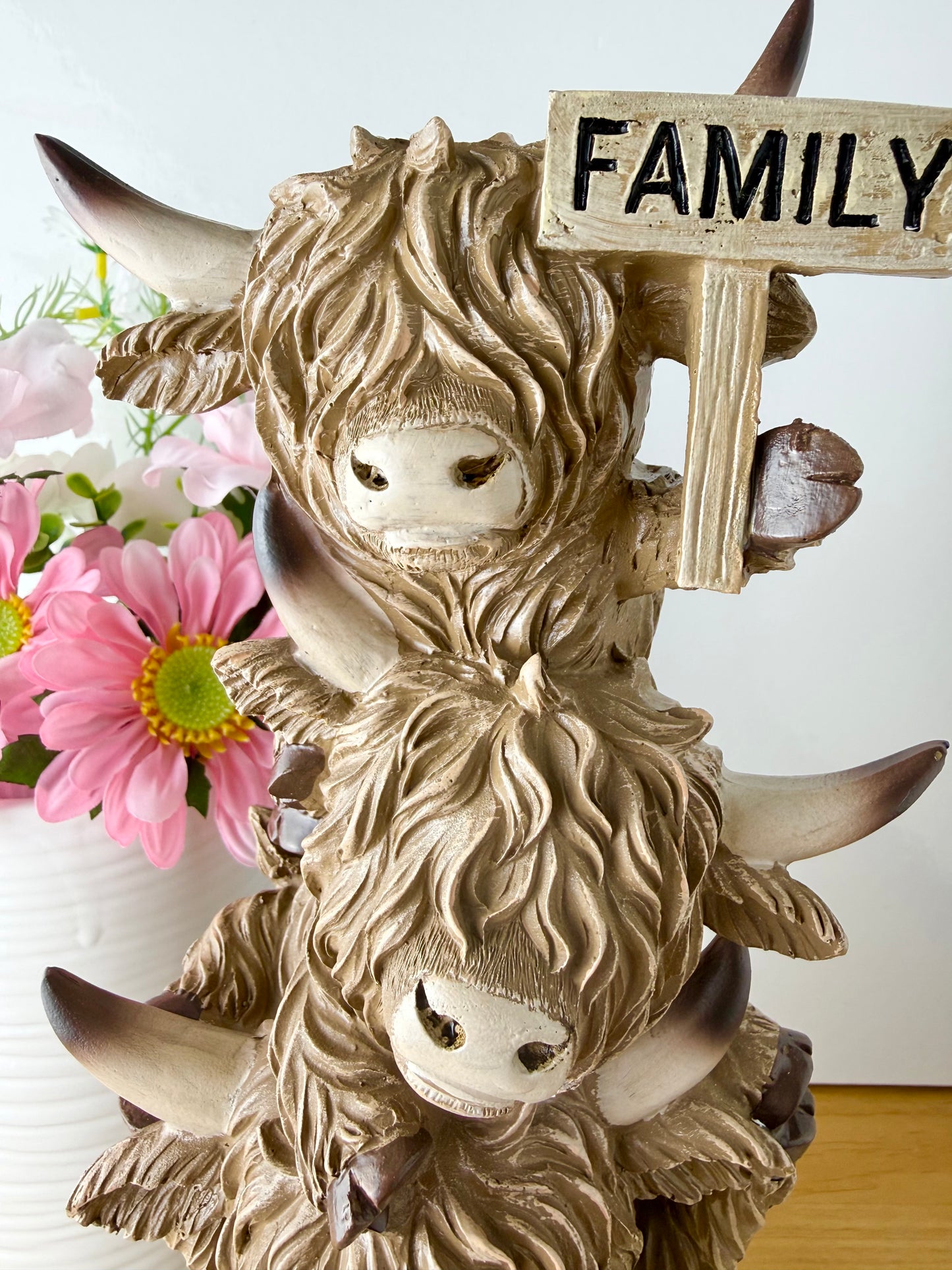 Family Trio of Highland Cows Statue