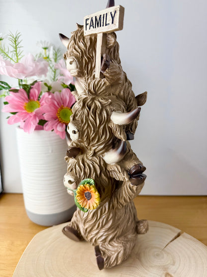 Family Trio of Highland Cows Statue