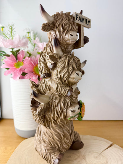 Family Trio of Highland Cows Statue