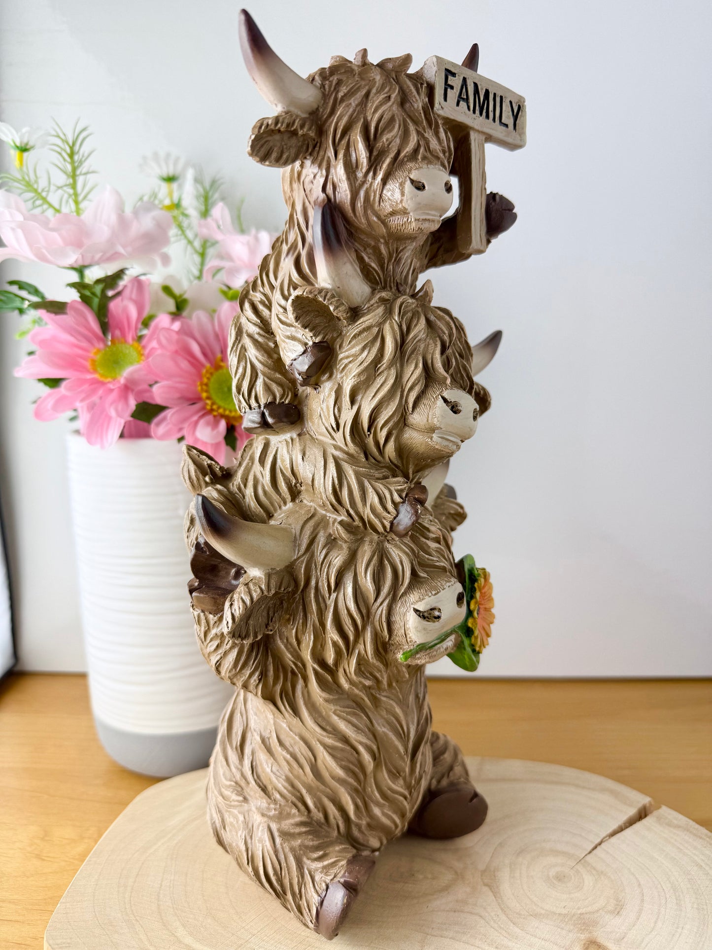 Family Trio of Highland Cows Statue