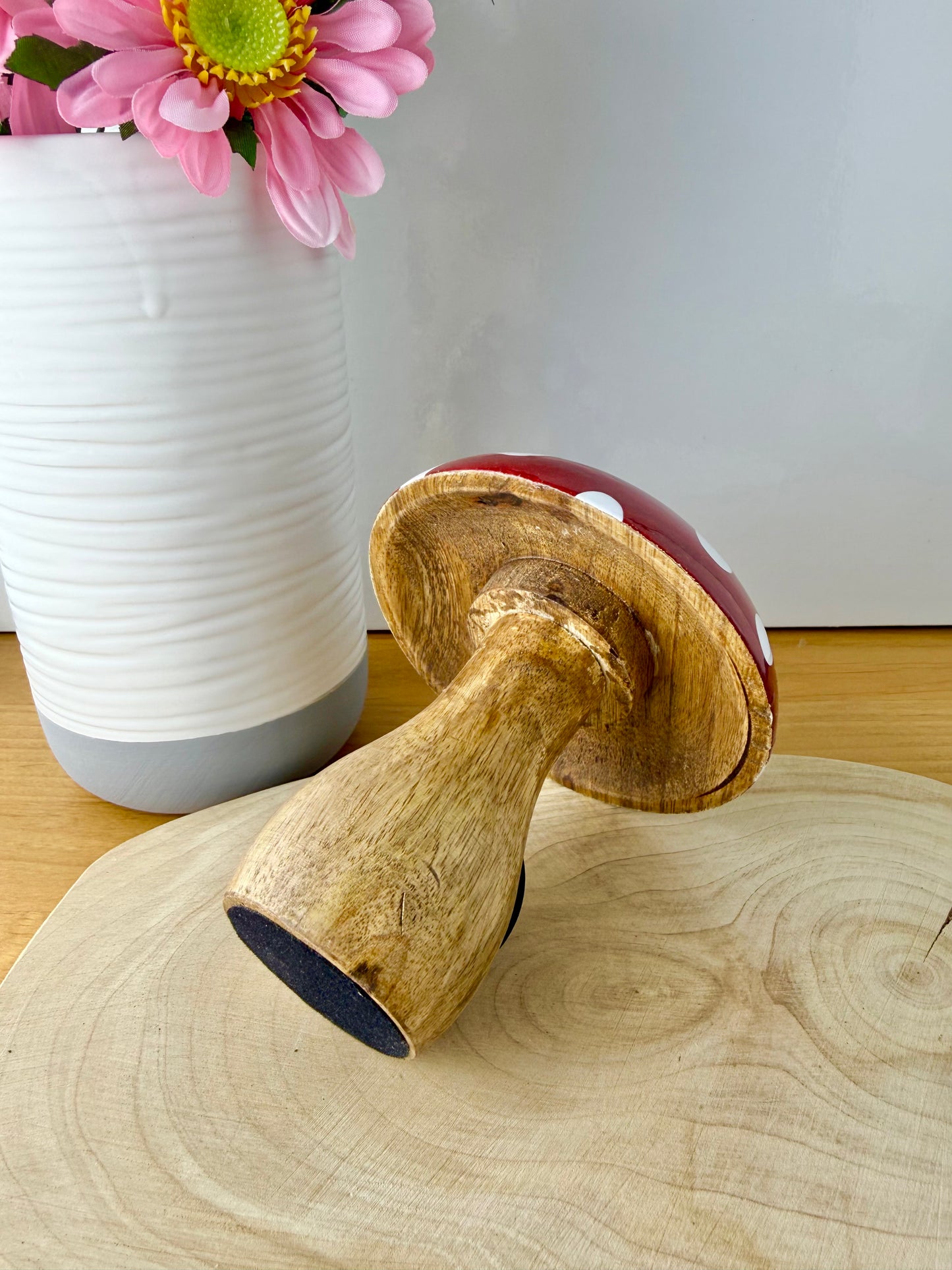 Wooden Mushroom - Red & white Polka dot - 2 sizes