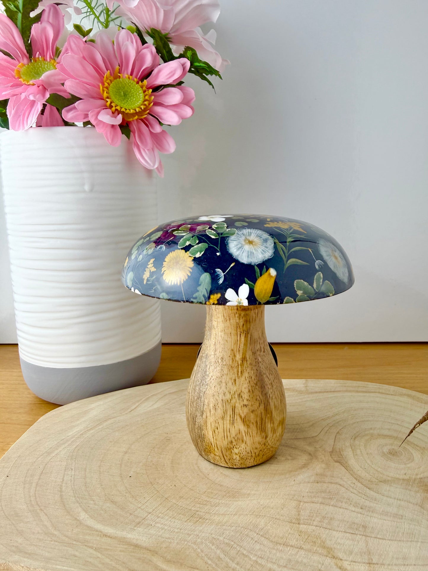 Wooden Mushroom - Floral - 2 sizes