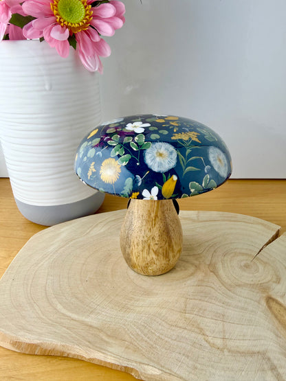 Wooden Mushroom - Floral - 2 sizes