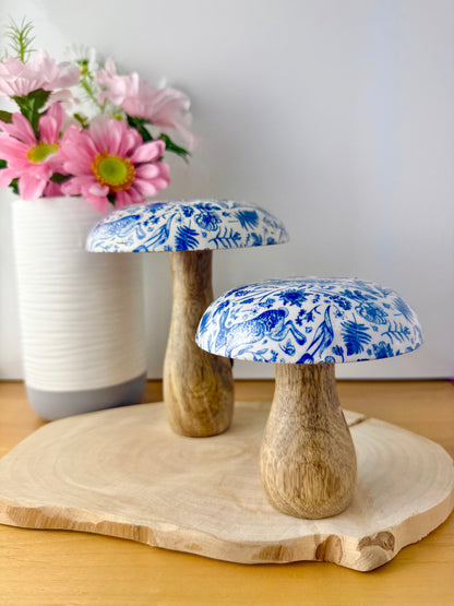 Wooden Mushroom - Blue Hare - 2 sizes