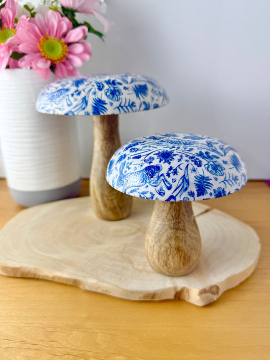 Wooden Mushroom - Blue Hare - 2 sizes