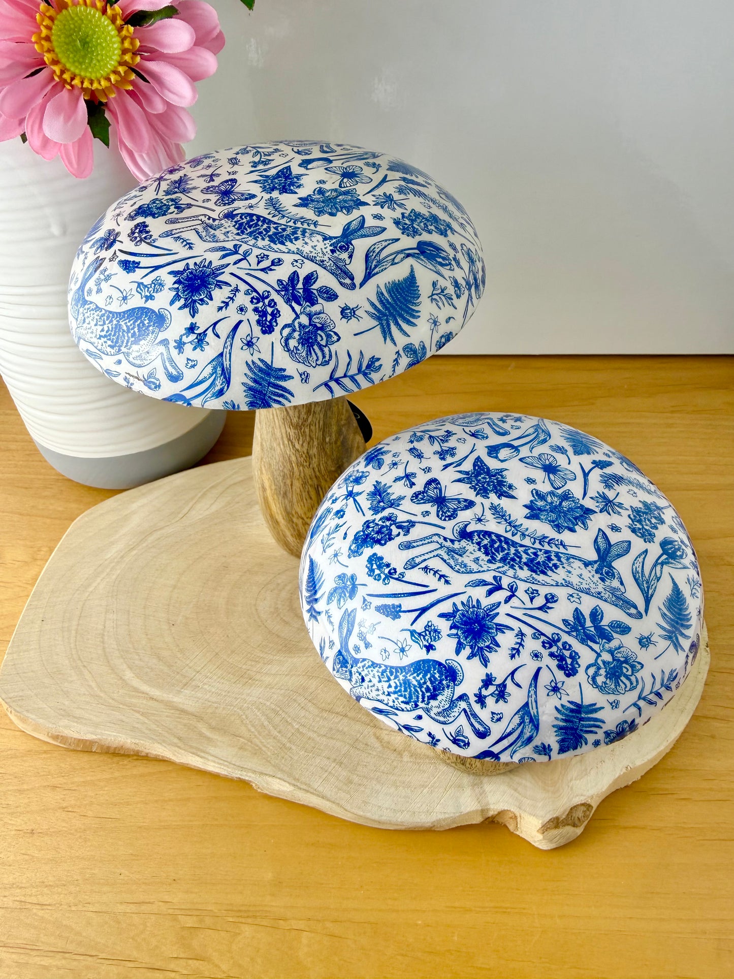 Wooden Mushroom - Blue Hare - 2 sizes