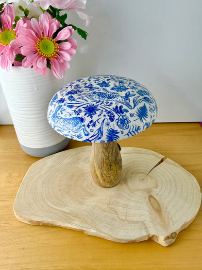 Wooden Mushroom - Blue Hare - 2 sizes