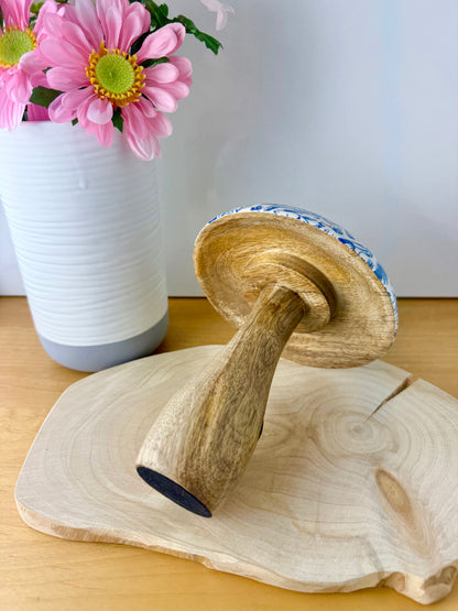 Wooden Mushroom - Blue Hare - 2 sizes