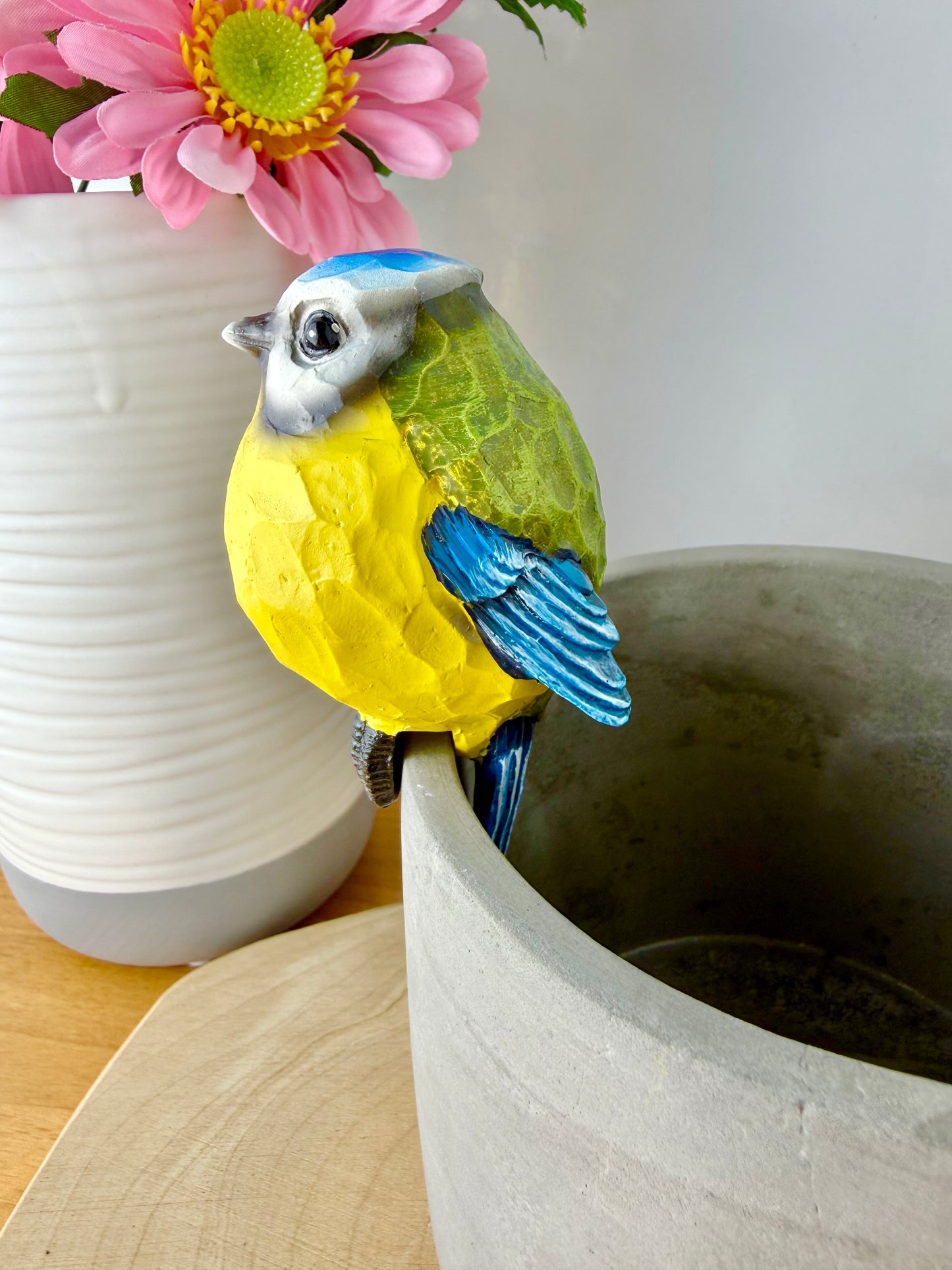 Carved Blue Tit Plant Pot Hanger - 2 designs