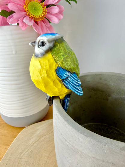 Carved Blue Tit Plant Pot Hanger - 2 designs