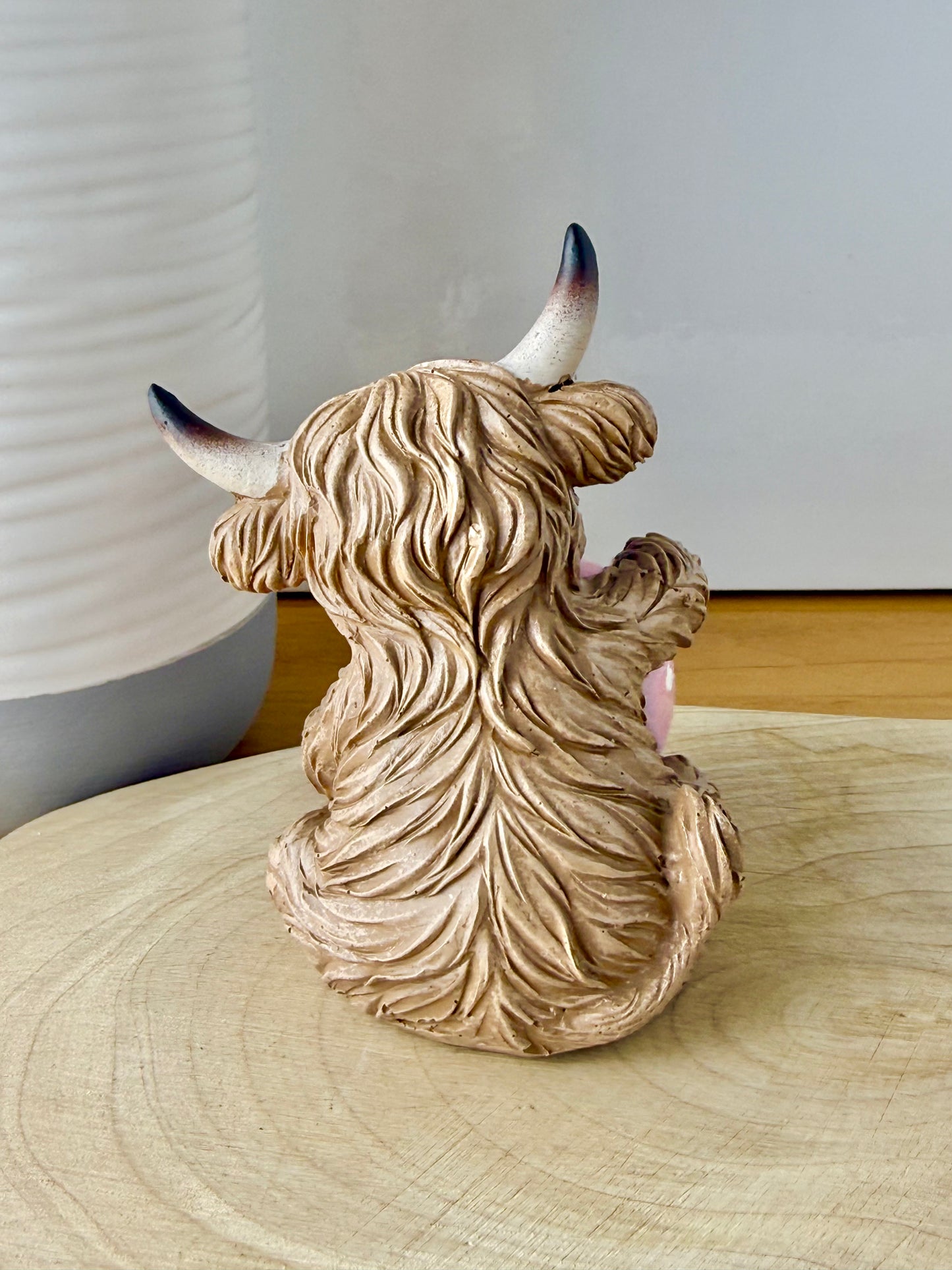 Highland Cow with pink polka dot egg