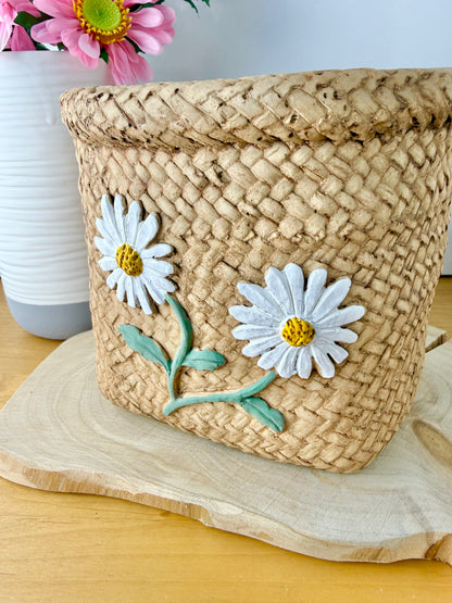 Basket effect Daisy Ceramic Plant pot - Large