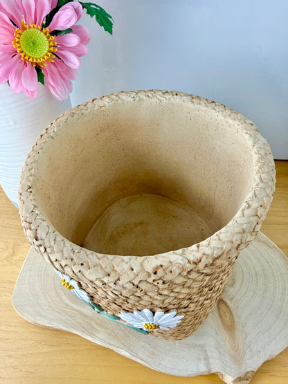 Basket effect Daisy Ceramic Plant pot - Large