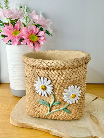 Basket effect Daisy Ceramic Plant pot - Large