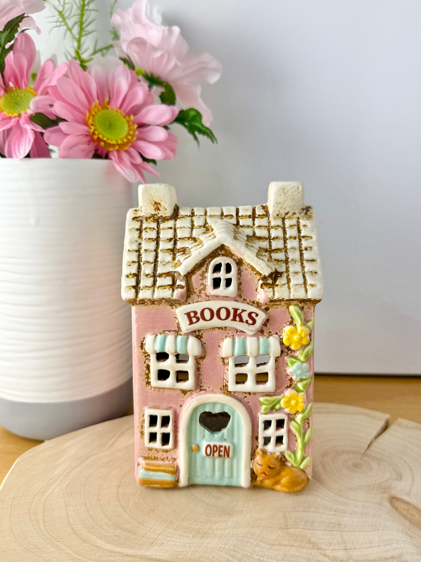 Village Pottery Book Shop Tea Light Holder