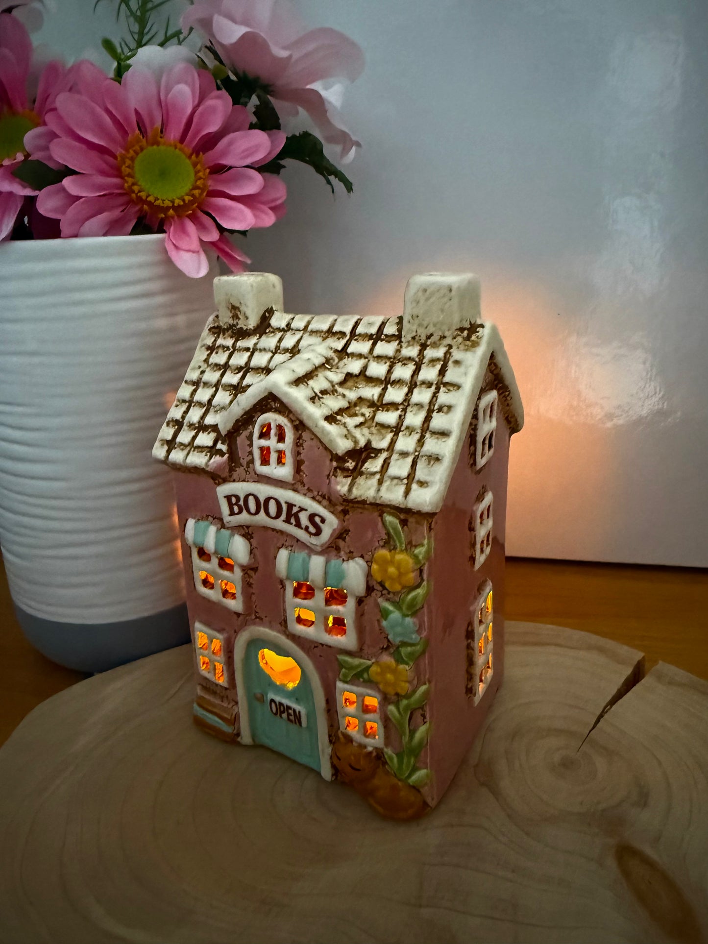 Village Pottery Book Shop Tea Light Holder