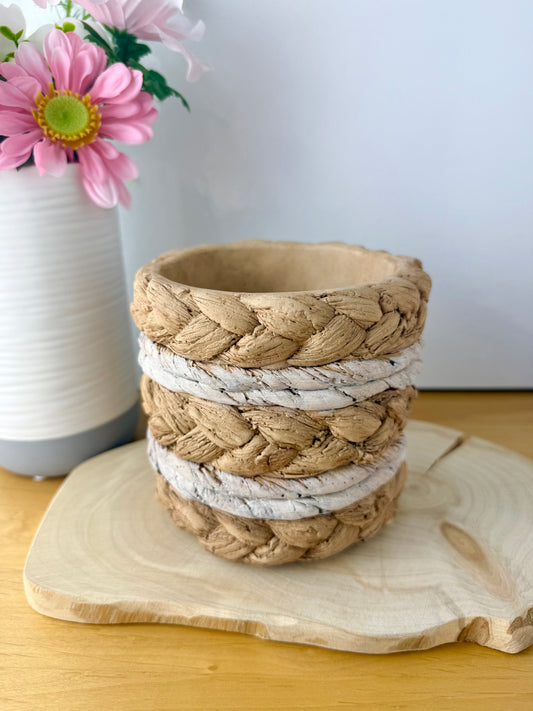 Stone Weave 2 toned Ceramic Plant pot - small