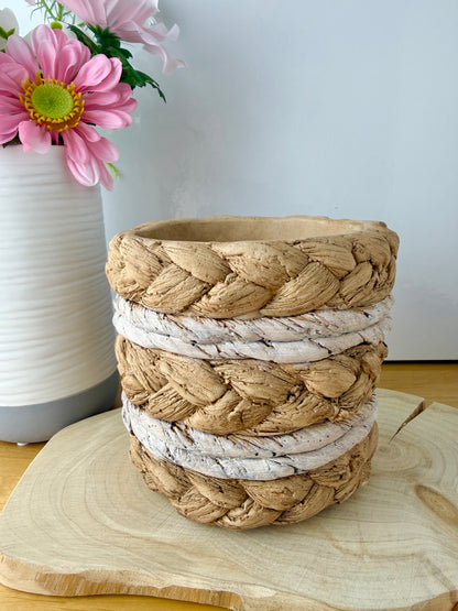 Stone Weave 2 toned Ceramic Plant pot - small