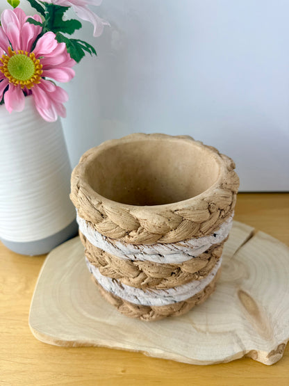 Stone Weave 2 toned Ceramic Plant pot - small