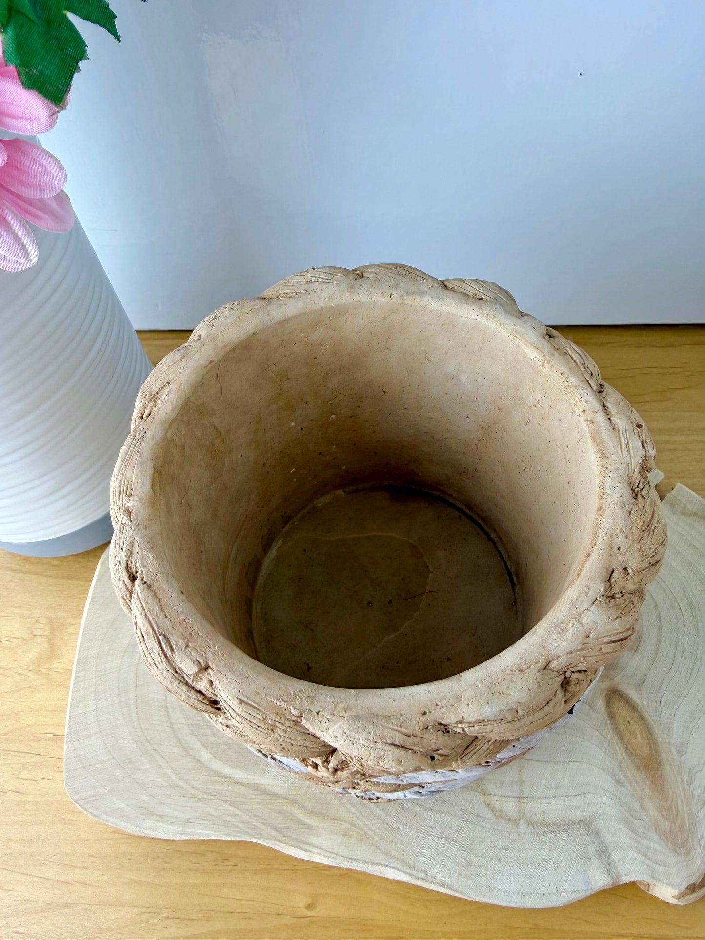 Stone Weave 2 toned Ceramic Plant pot - small