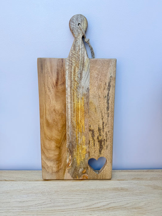 Wooden Chopping Board with Heart Cut out