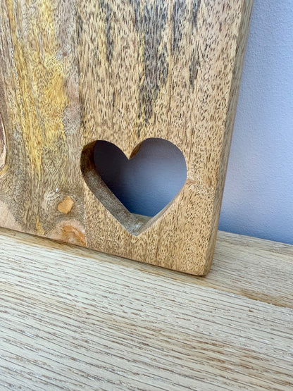 Wooden Chopping Board with Heart Cut out